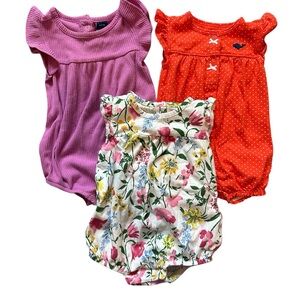 3-6 months Floral, Pink, and Red Baby Romper